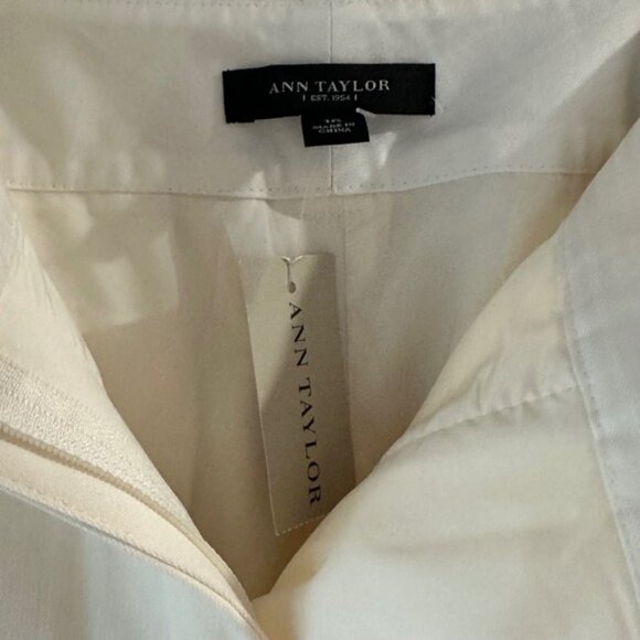 Ann Taylor Cream Modern Fit Trouser Leg Straight Hip Leaner Pants Women Size 16 - Picture 2 of 5